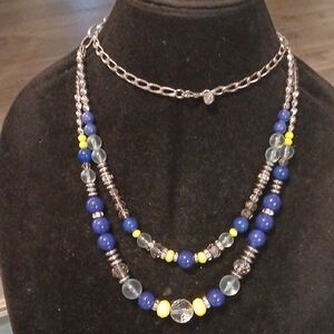 LOFT Blue and Yellow Beaded Necklace